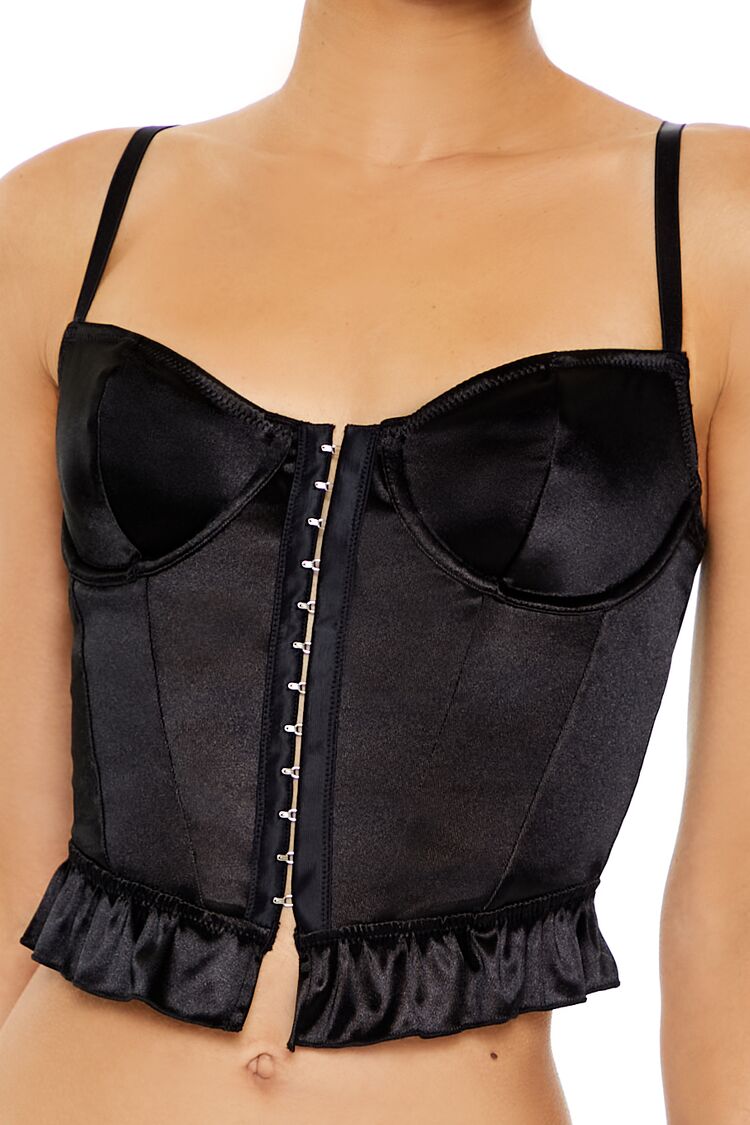  Forever 21 Satin Lingerie Corset Cami - black - Bonton