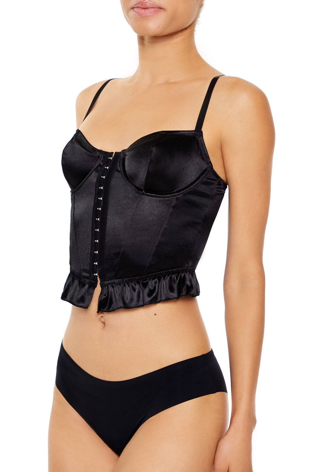  Forever 21 Satin Lingerie Corset Cami - black - Bonton