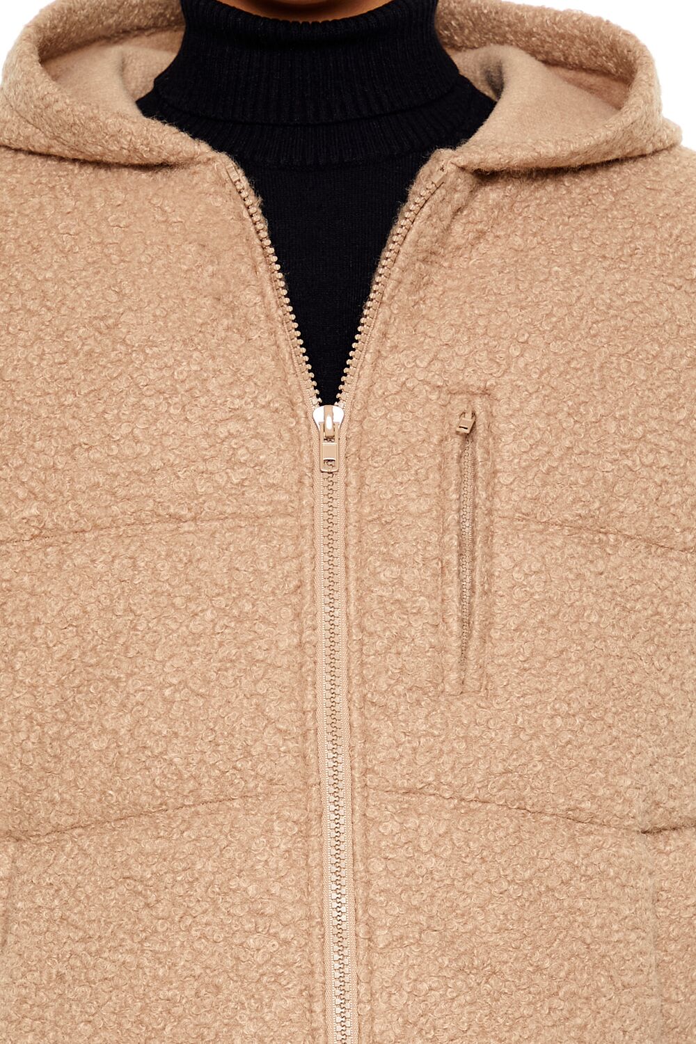  Forever 21 Hooded Faux Shearling Vest - taupe - Bonton