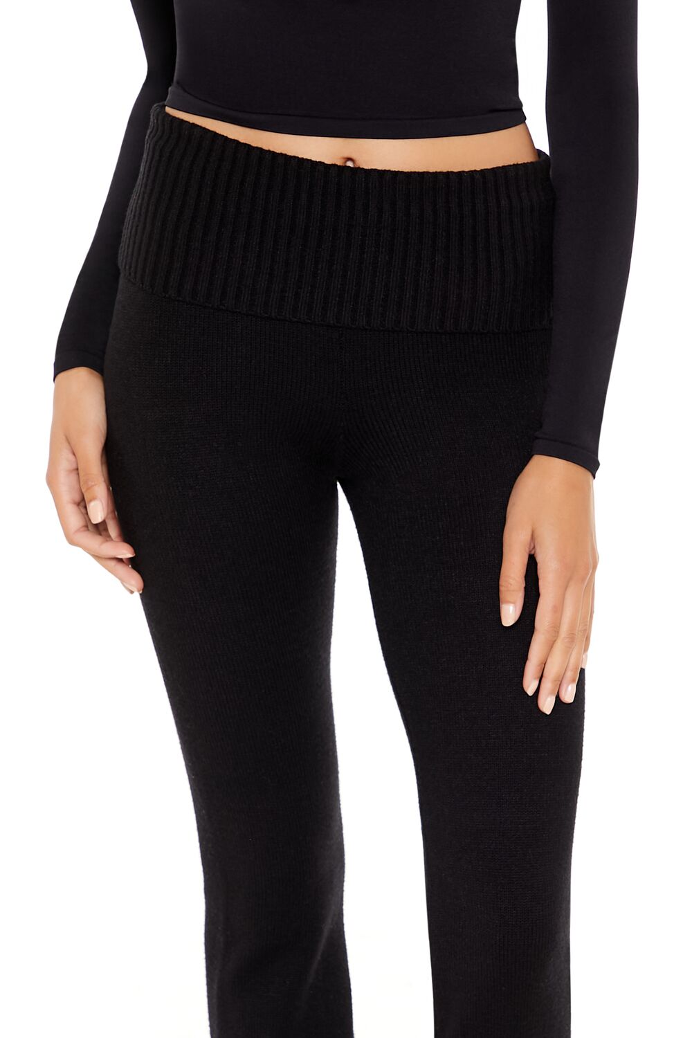  Forever 21 Sweater-Knit High-Rise Flare Pants - seafoam - Bonton