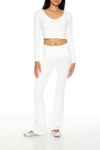 Sweater-Knit High-Rise Flare Pants