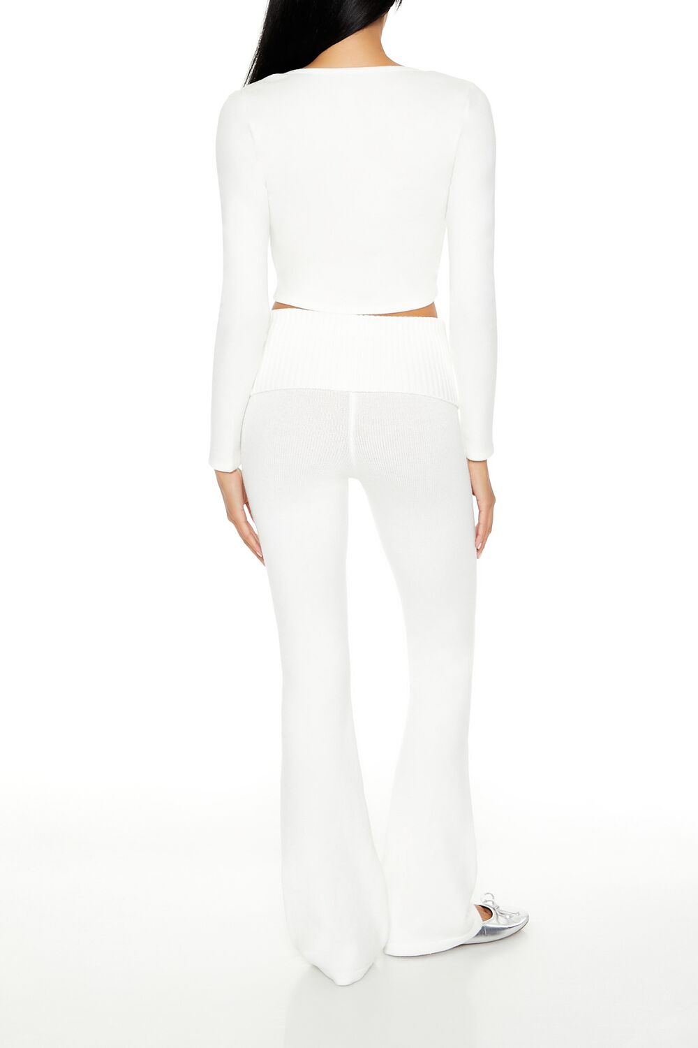  Forever 21 Sweater-Knit High-Rise Flare Pants - seafoam - Bonton