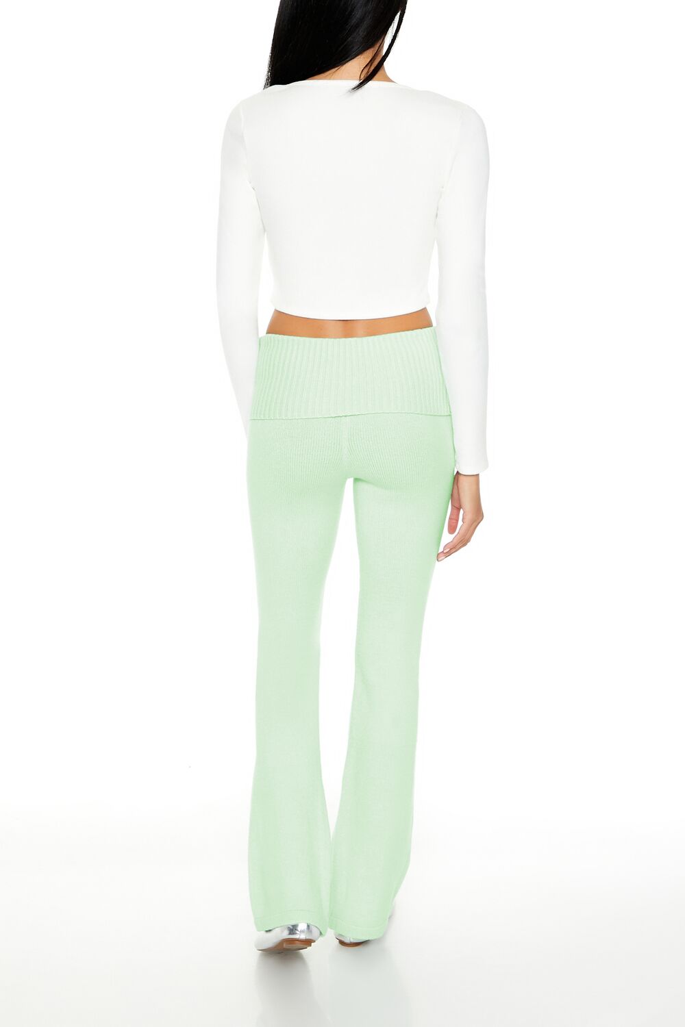  Forever 21 Sweater-Knit High-Rise Flare Pants - seafoam - Bonton