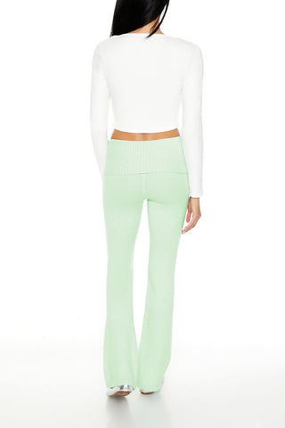 Sweater-Knit High-Rise Flare Pants
