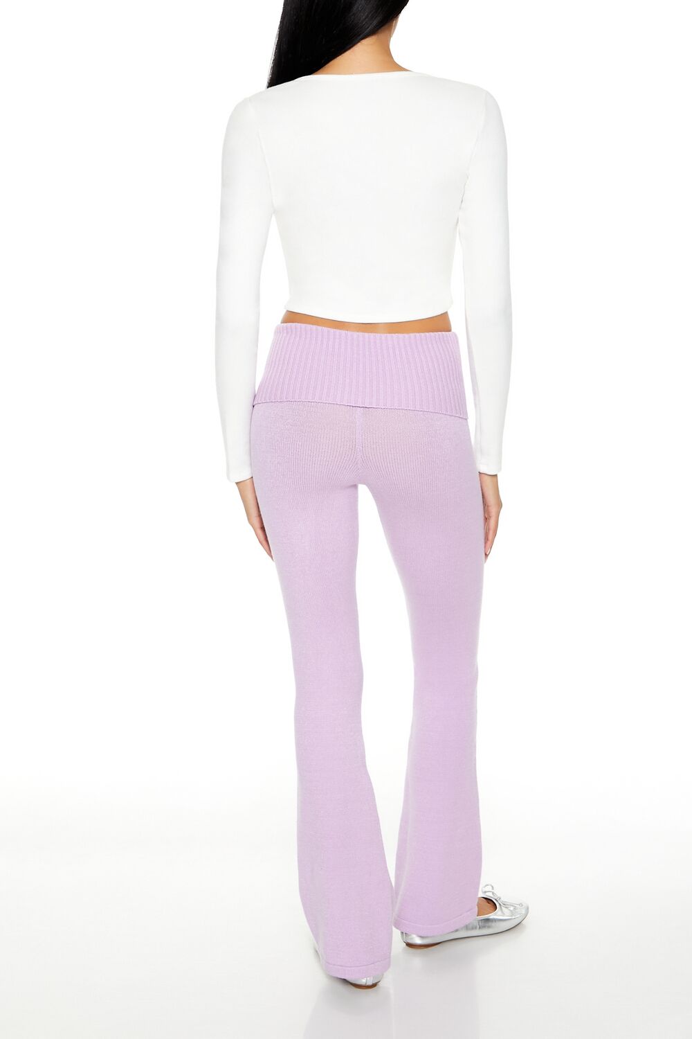  Forever 21 Sweater-Knit High-Rise Flare Pants - seafoam - Bonton