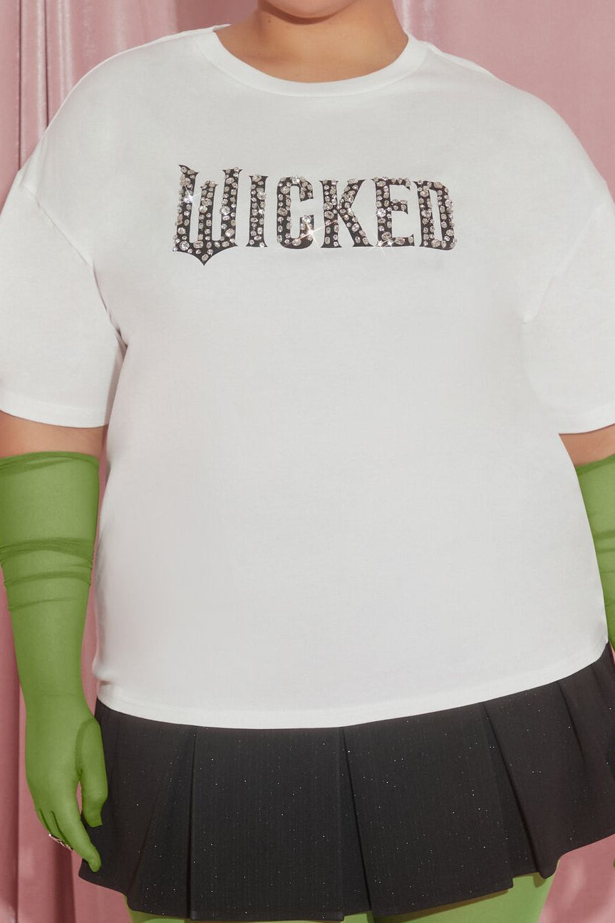  Forever 21 Plus Size Wicked Faux Gem Tee - white multi - Bonton
