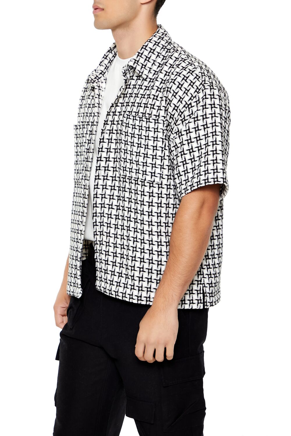  Forever 21 Textured Geo Shirt - black white - Bonton