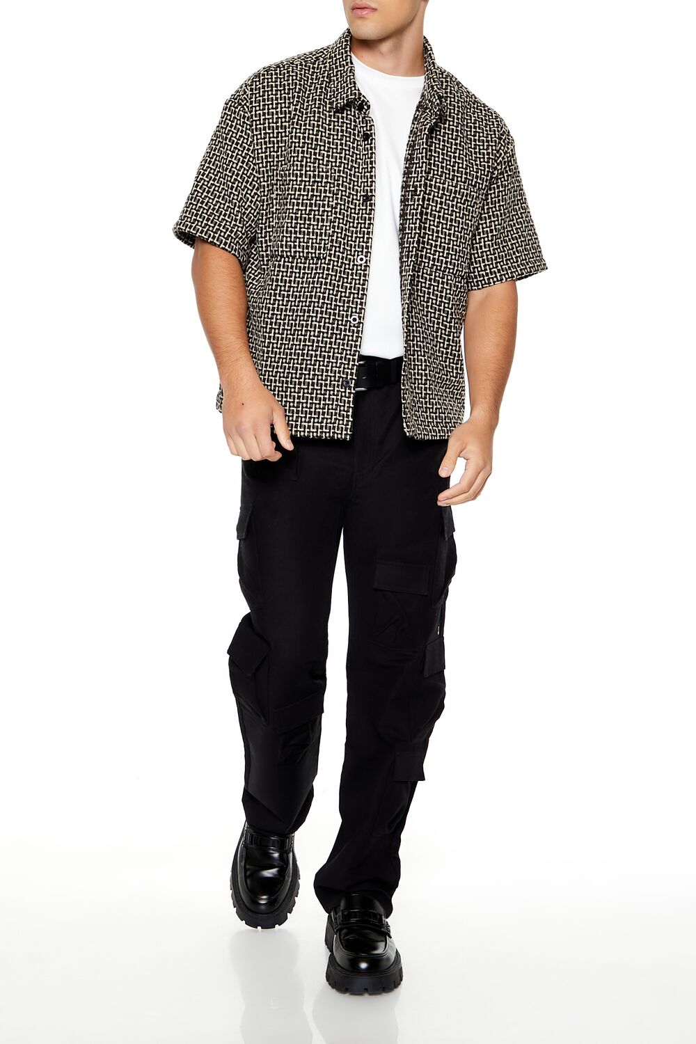  Forever 21 Textured Geo Shirt - black white - Bonton