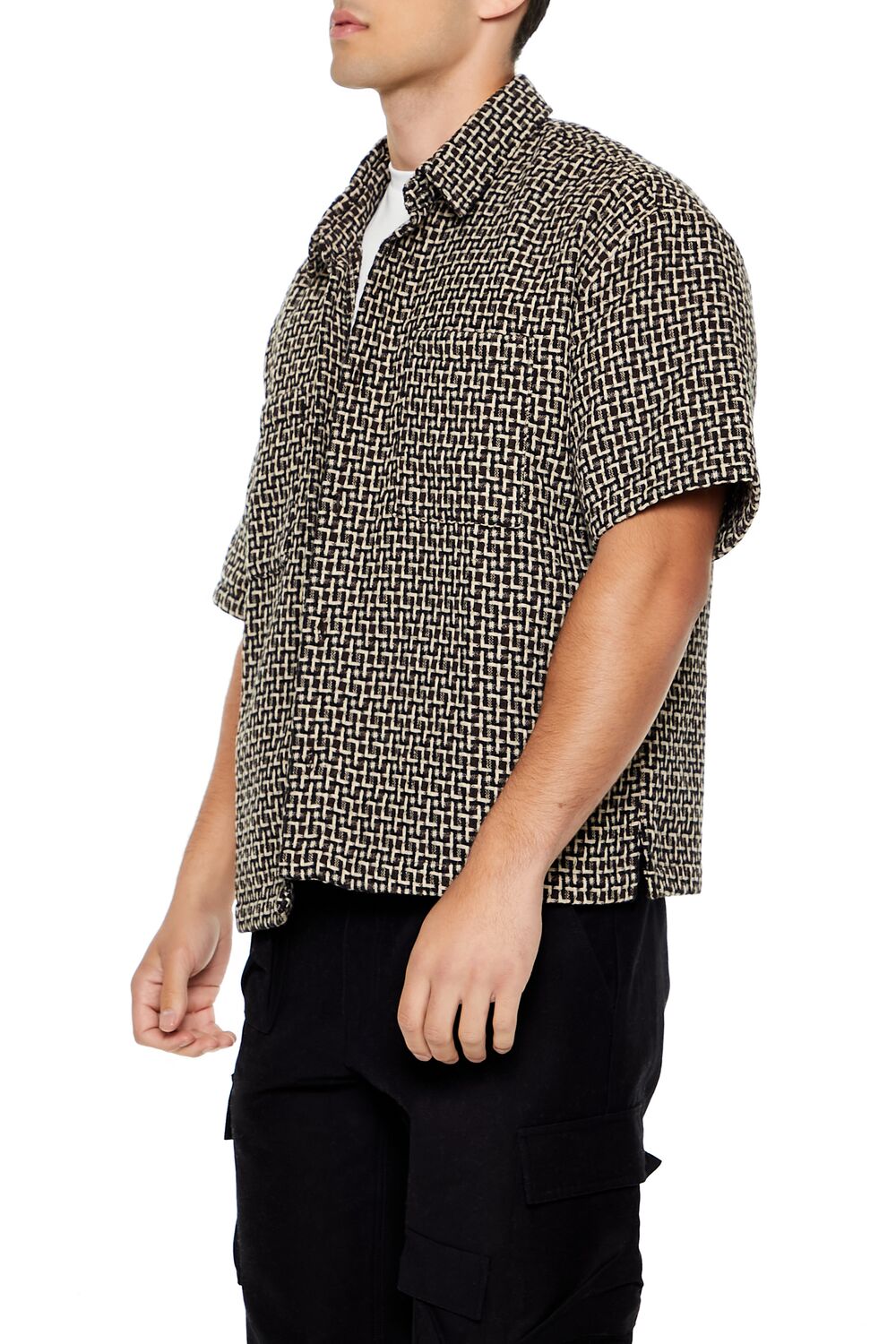  Forever 21 Textured Geo Shirt - black white - Bonton