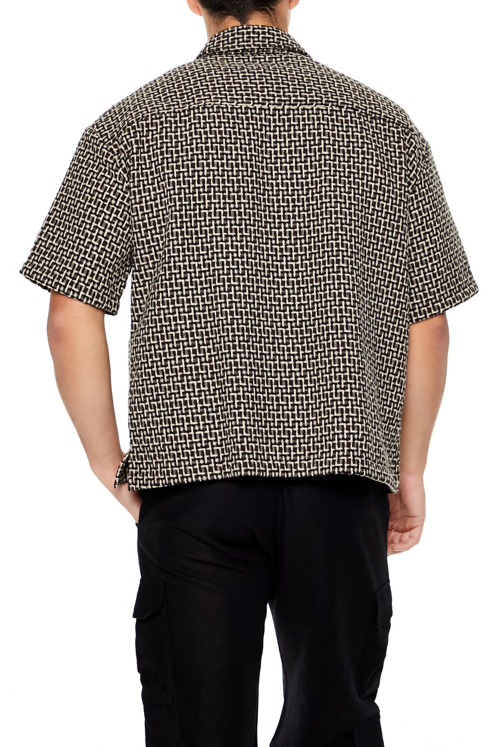  Forever 21 Textured Geo Shirt - black white - Bonton