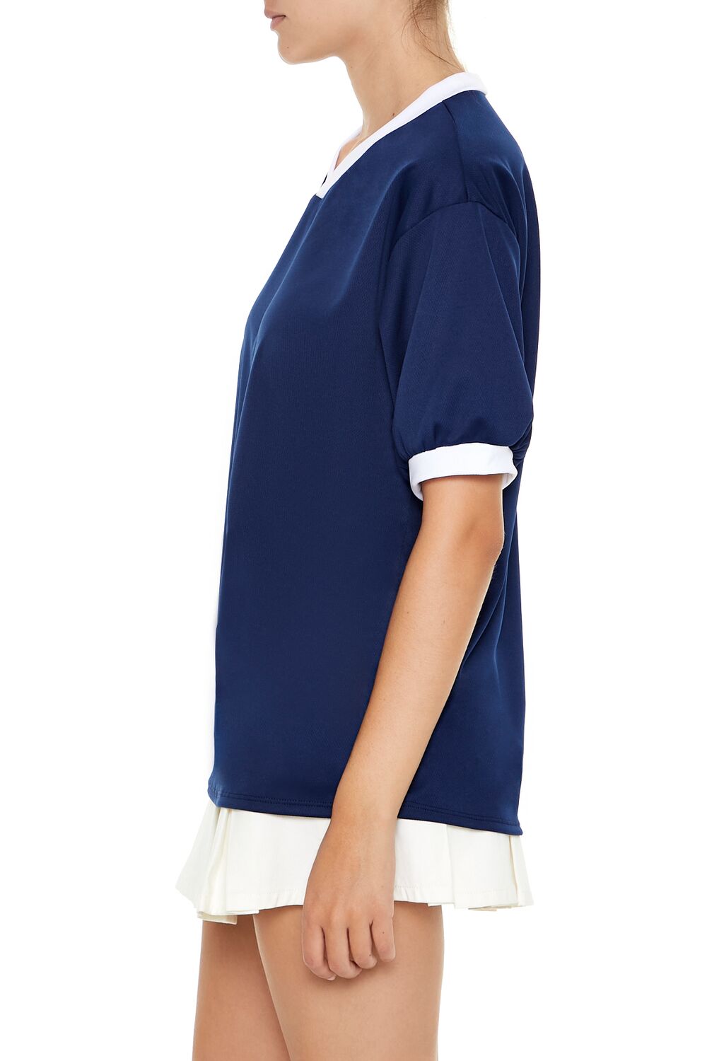  Forever 21 V-Neck Ringer Jersey - navy white - Bonton