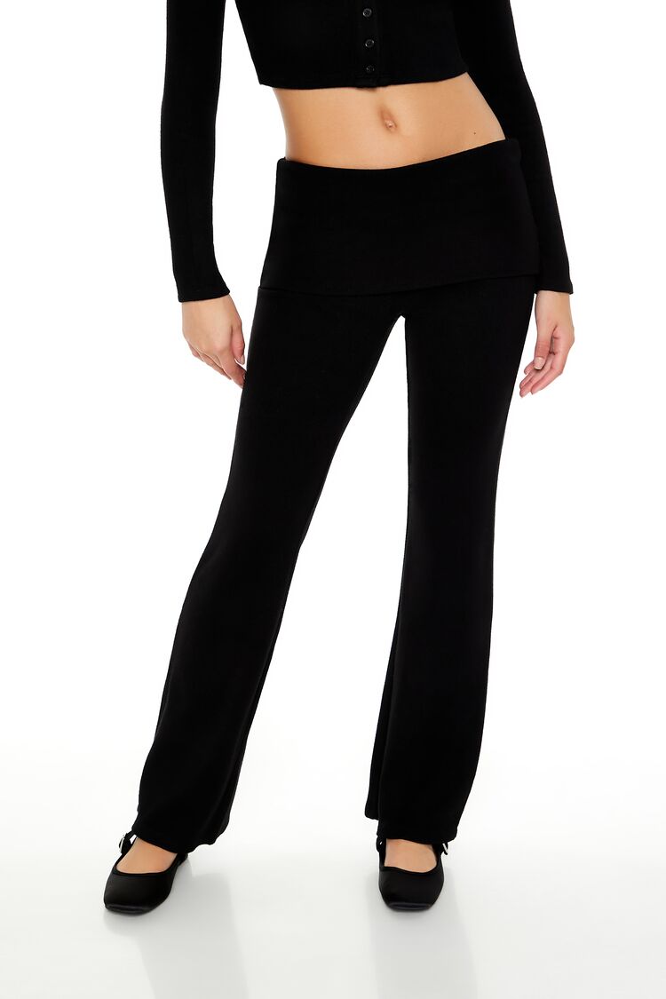  Forever 21 Mid-Rise Foldover Flare Pants - oatmeal - Bonton