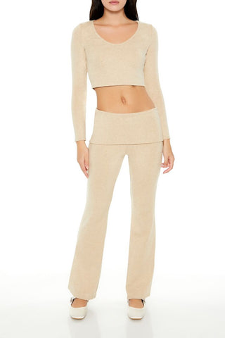 Mid-Rise Foldover Flare Pants