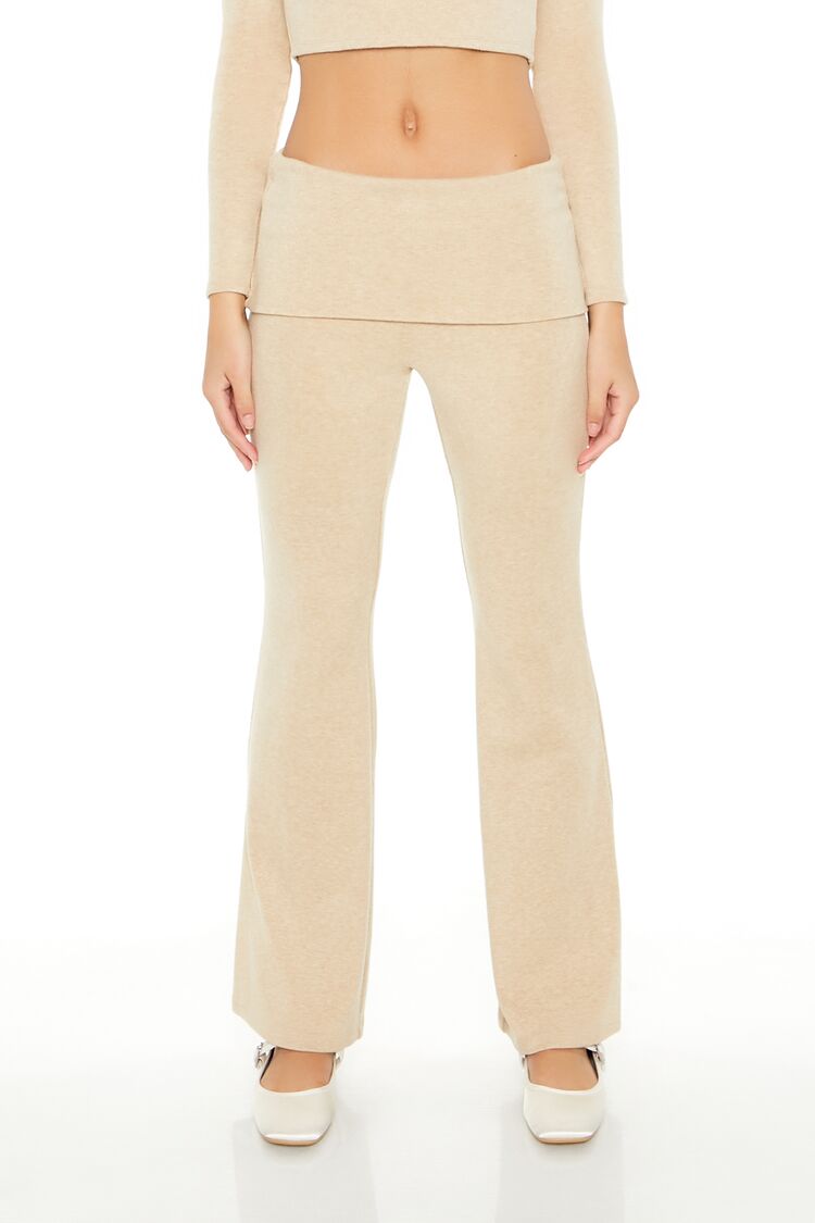  Forever 21 Mid-Rise Foldover Flare Pants - oatmeal - Bonton