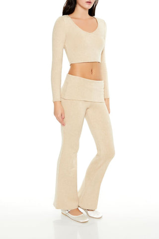 Mid-Rise Foldover Flare Pants