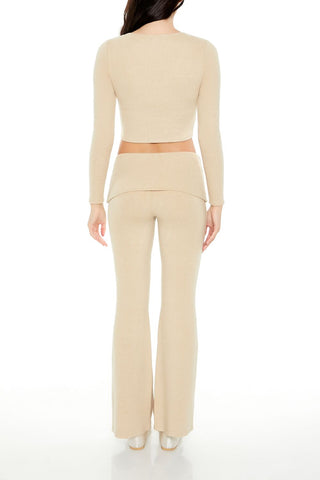 Mid-Rise Foldover Flare Pants