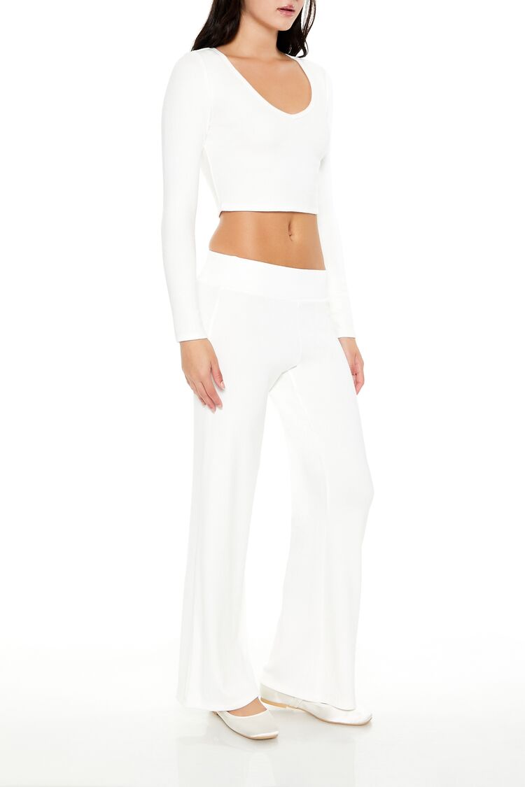  Forever 21 High-Rise Wide-Leg Pants - ivory - Bonton