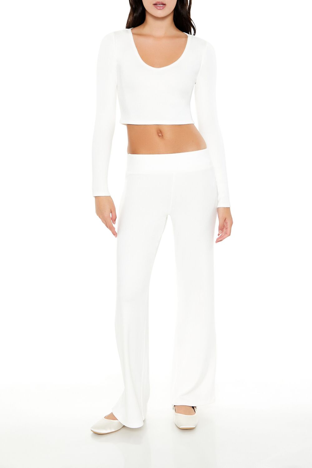  Forever 21 High-Rise Wide-Leg Pants - ivory - Bonton