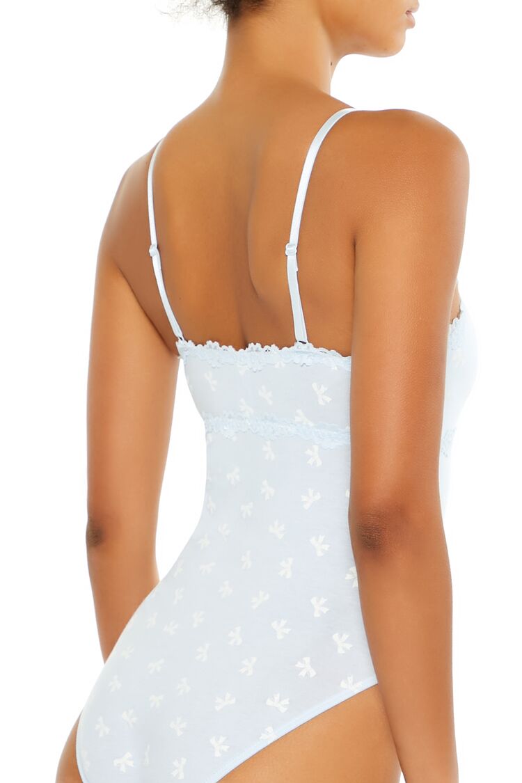 Forever 21 Ribbon Lace-Trim Lingerie Bodysuit - blue-multi - Bonton