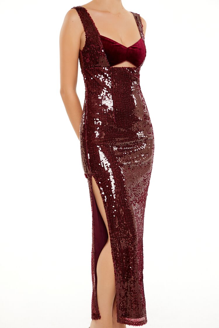  Forever 21 Sequin Cutout Maxi Dress - black-swatch - Bonton