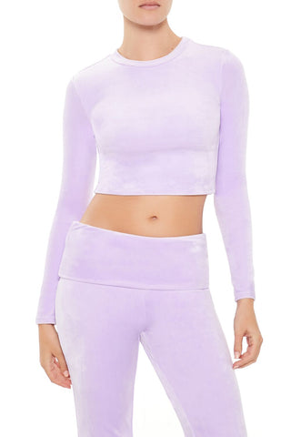 Velour Long-Sleeve Crop Top
