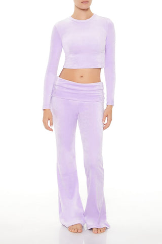 Velour Long-Sleeve Crop Top