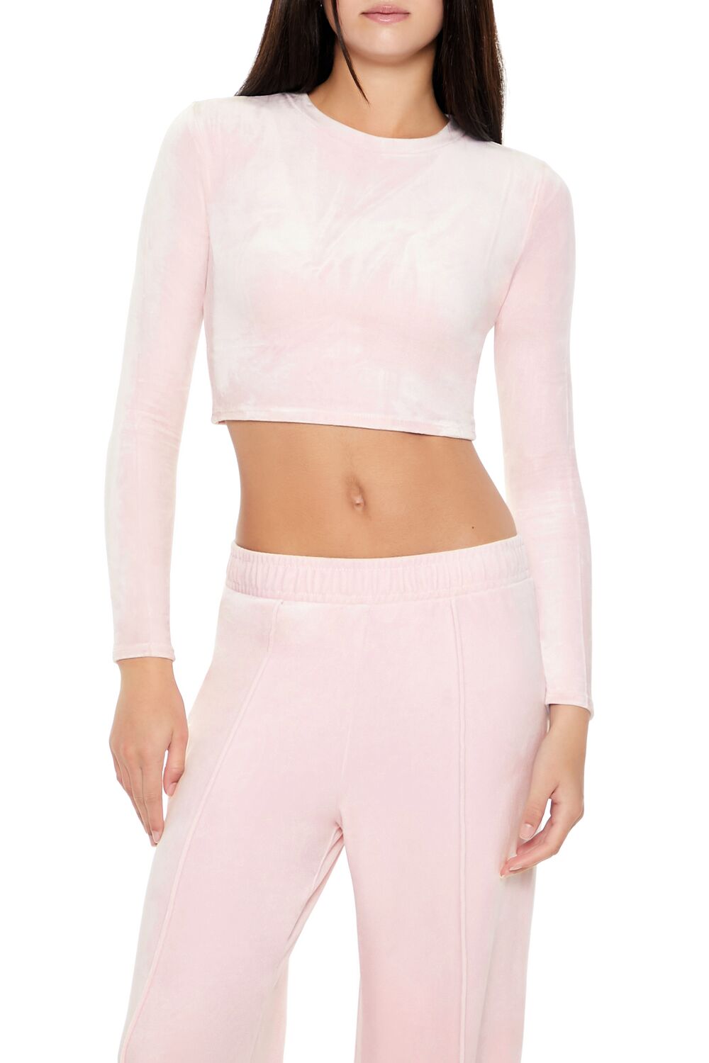 Forever 21 Velour Long-Sleeve Crop Top - lavender - Bonton