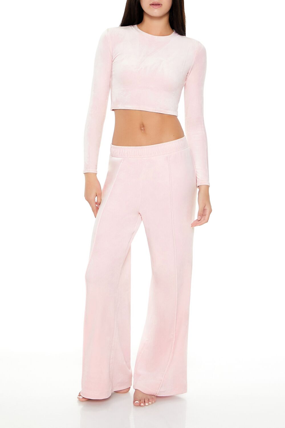  Forever 21 Velour Long-Sleeve Crop Top - lavender - Bonton