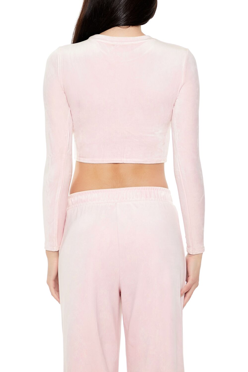 Forever 21 Velour Long-Sleeve Crop Top - lavender - Bonton