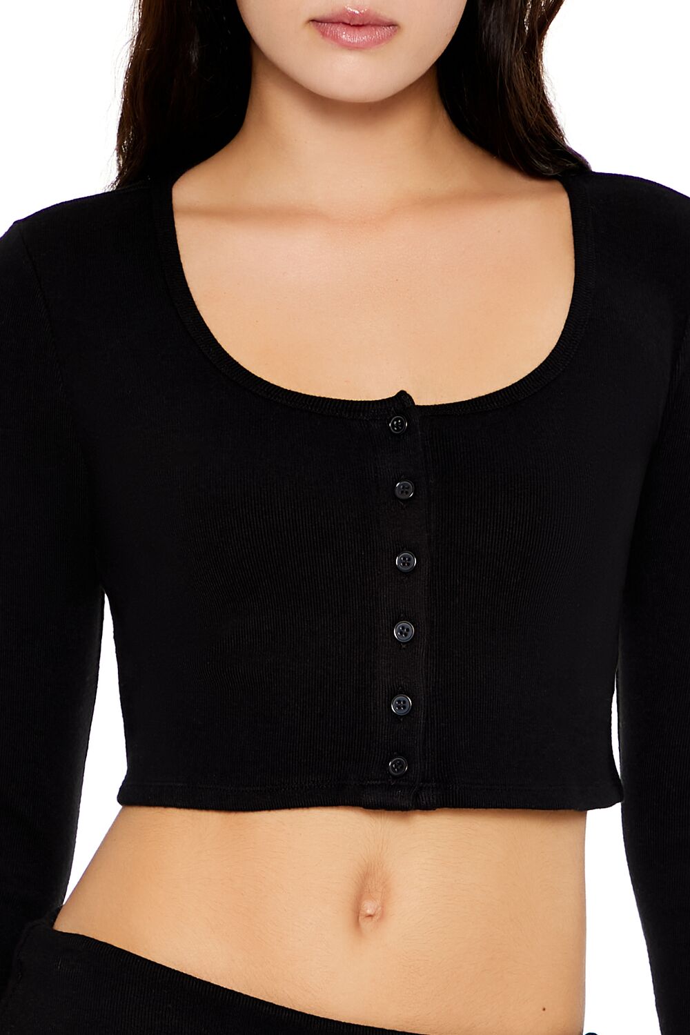  Forever 21 Button-Front Crop Top - ivory - Bonton