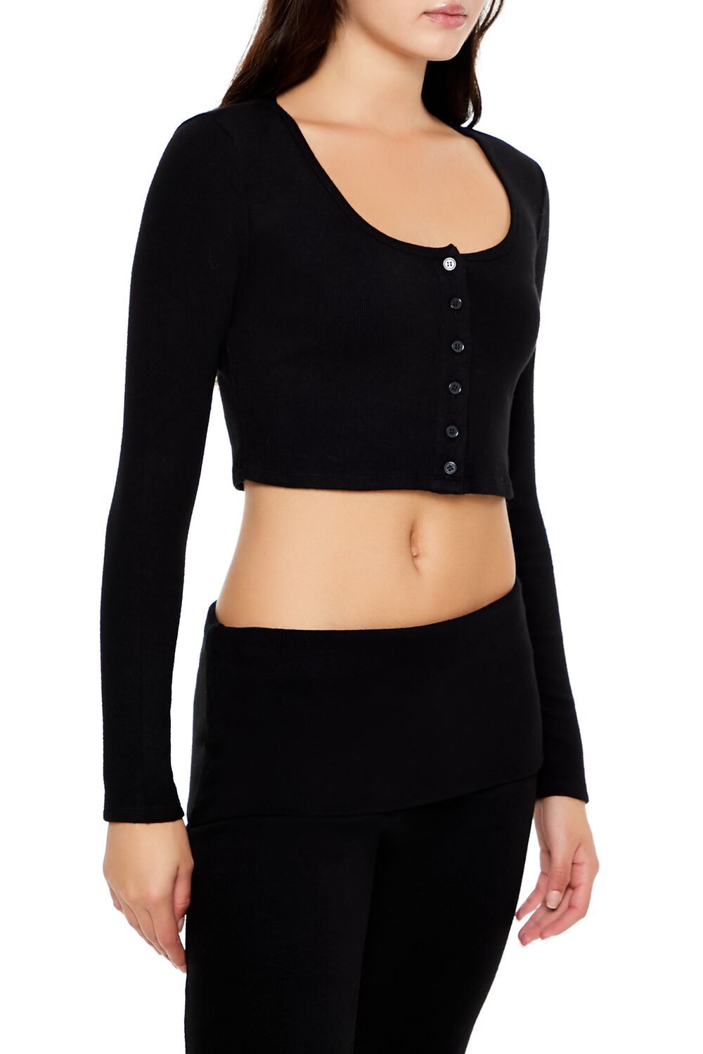  Forever 21 Button-Front Crop Top - ivory - Bonton