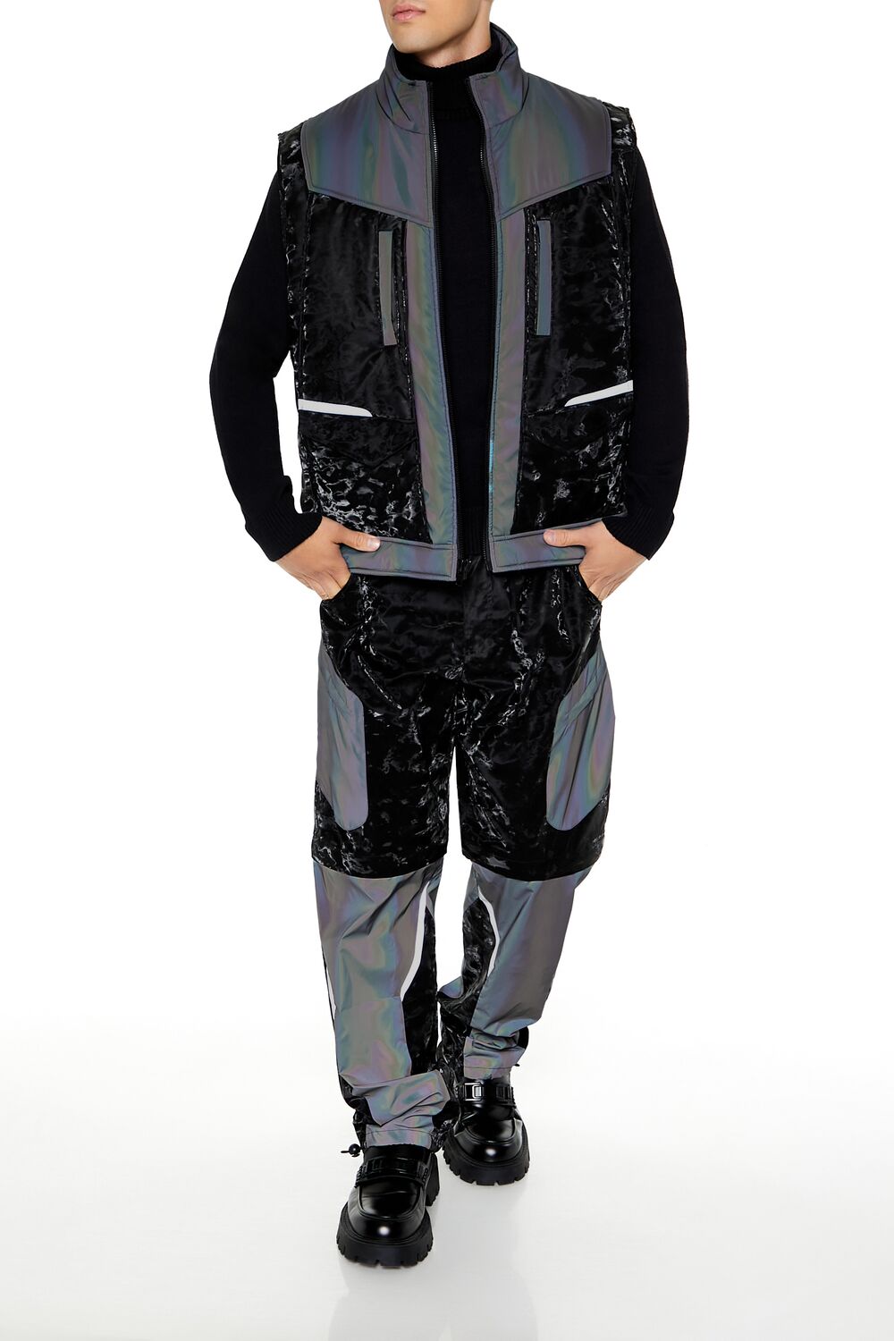  Forever 21 Active Waterproof Reflective Ski Vest - black-grey - Bonton