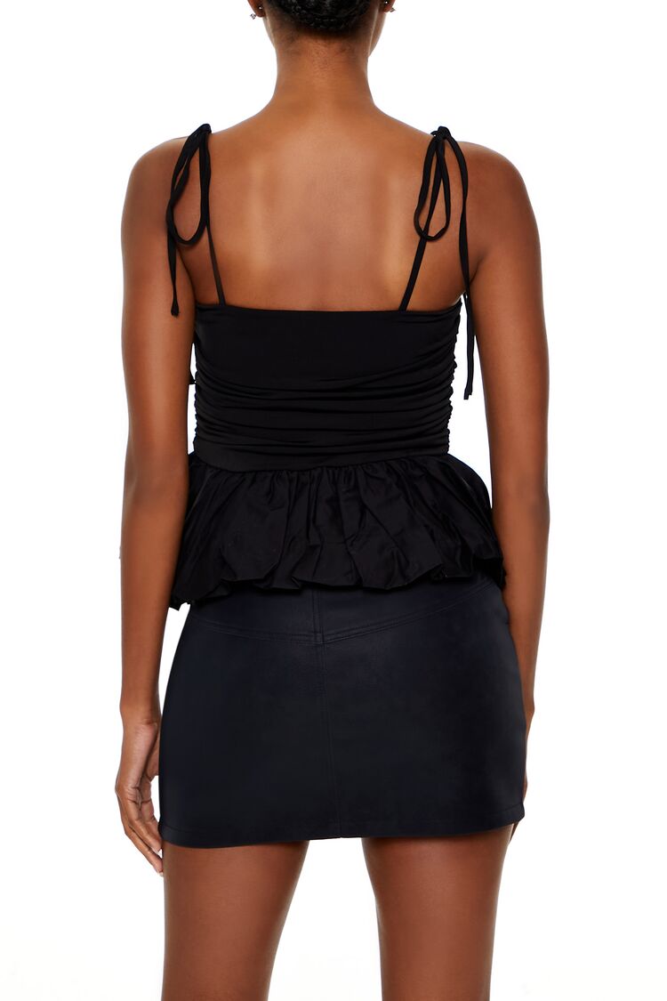  Forever 21 Tie-Strap Peplum Cami - black - Bonton