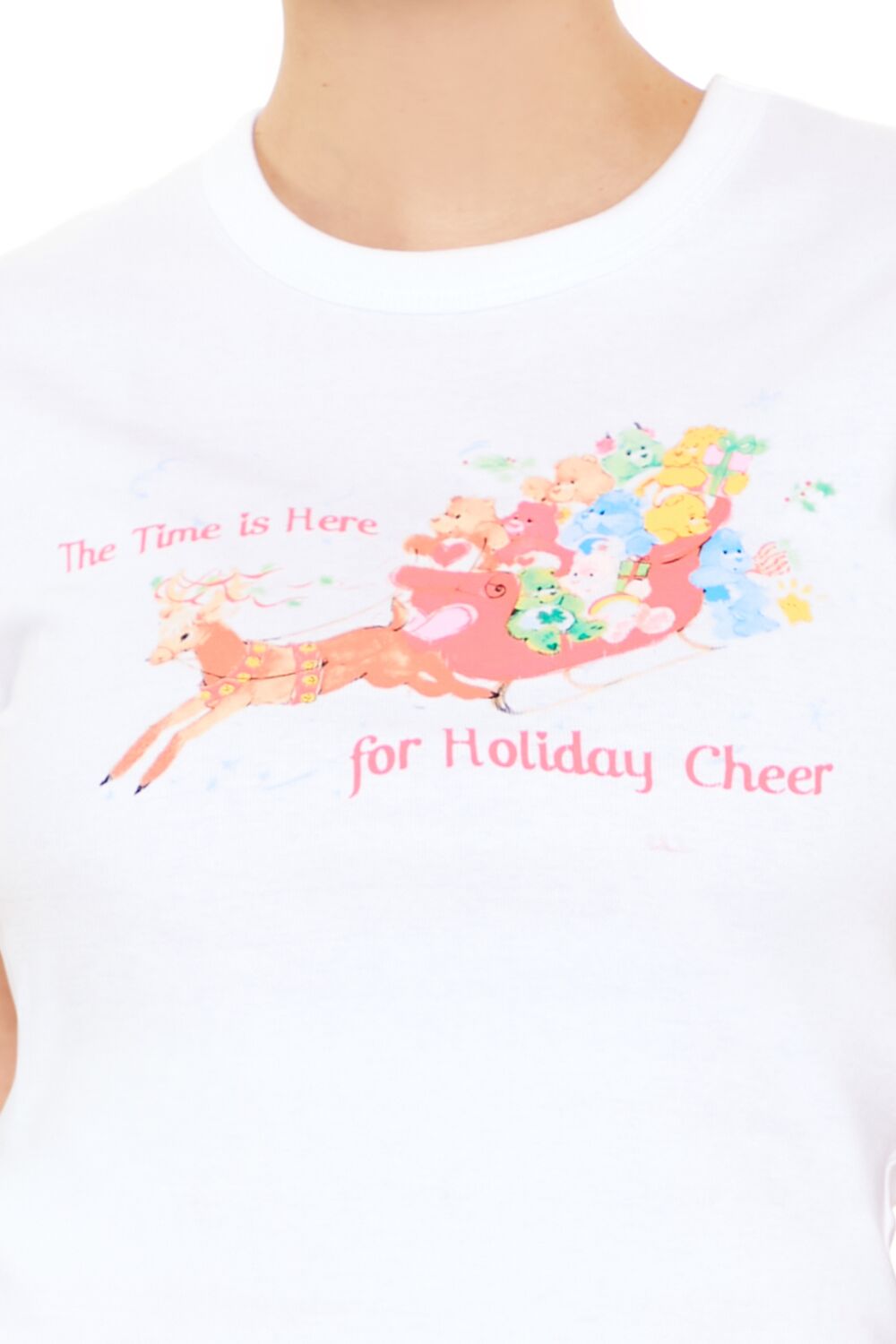  Forever 21 Care Bear Holiday Cheer Baby Tee - white multi - Bonton