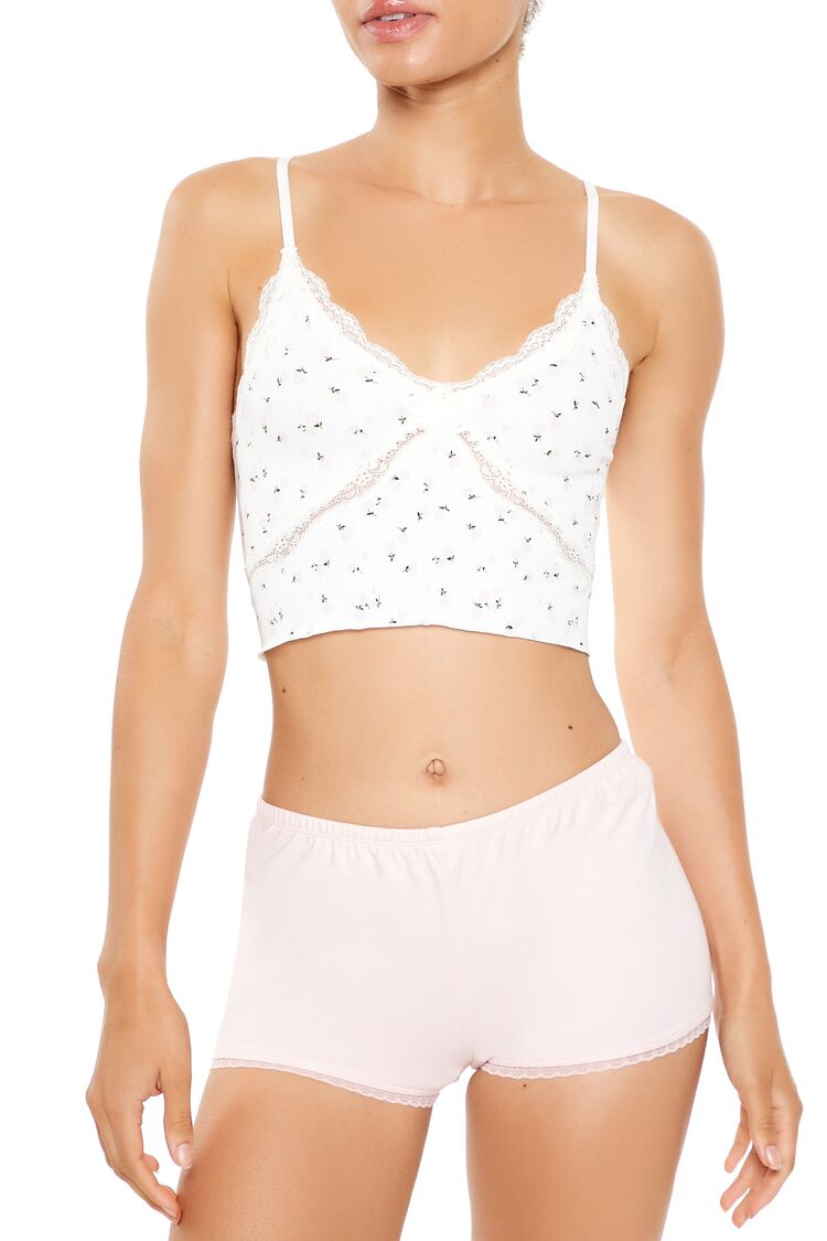  Forever 21 Seamless Floral Longline Bralette - pink-multi - Bonton
