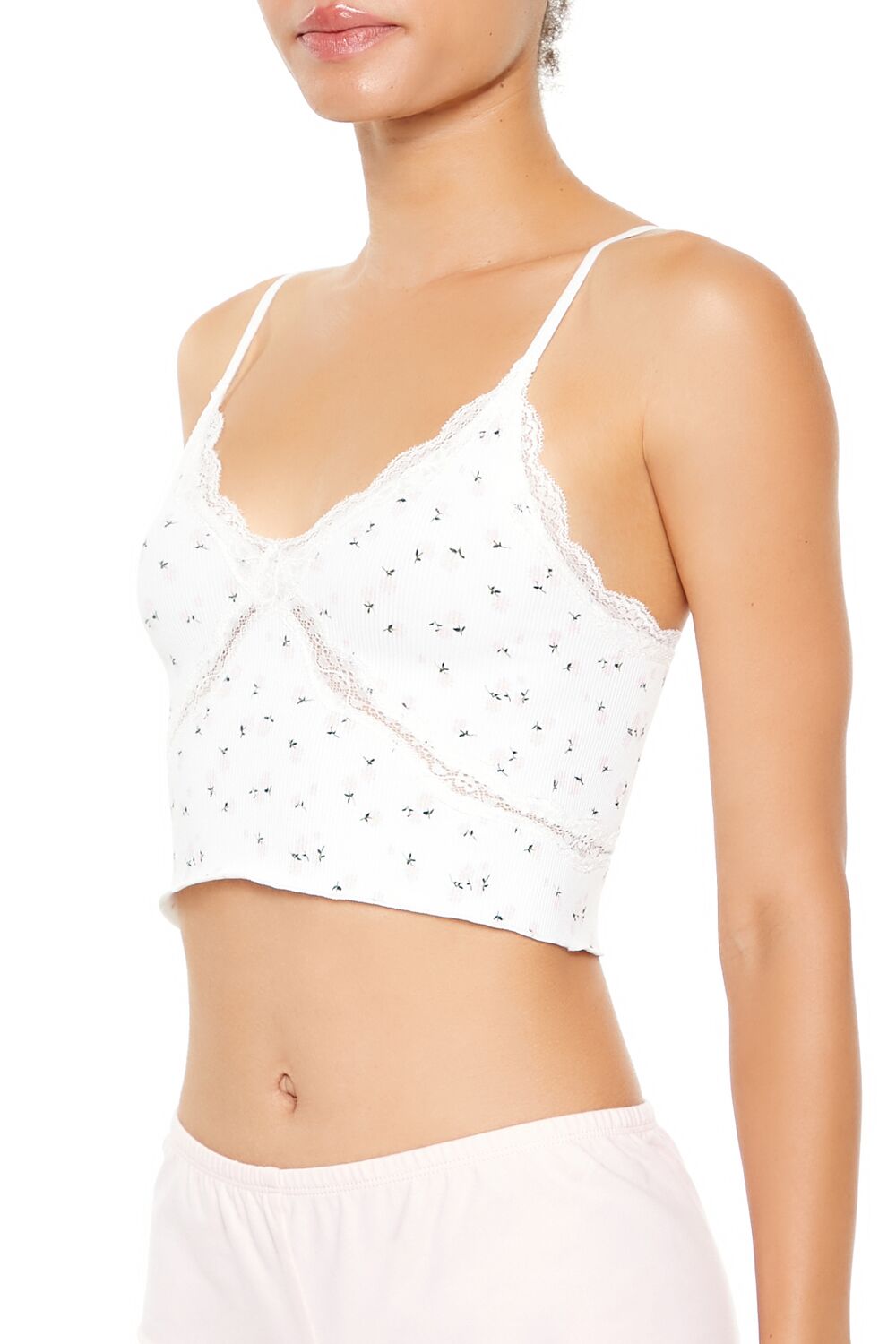  Forever 21 Seamless Floral Longline Bralette - pink-multi - Bonton