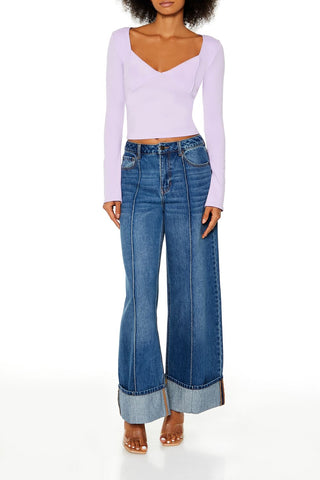 Seamless Knit V-Neck Crop Top
