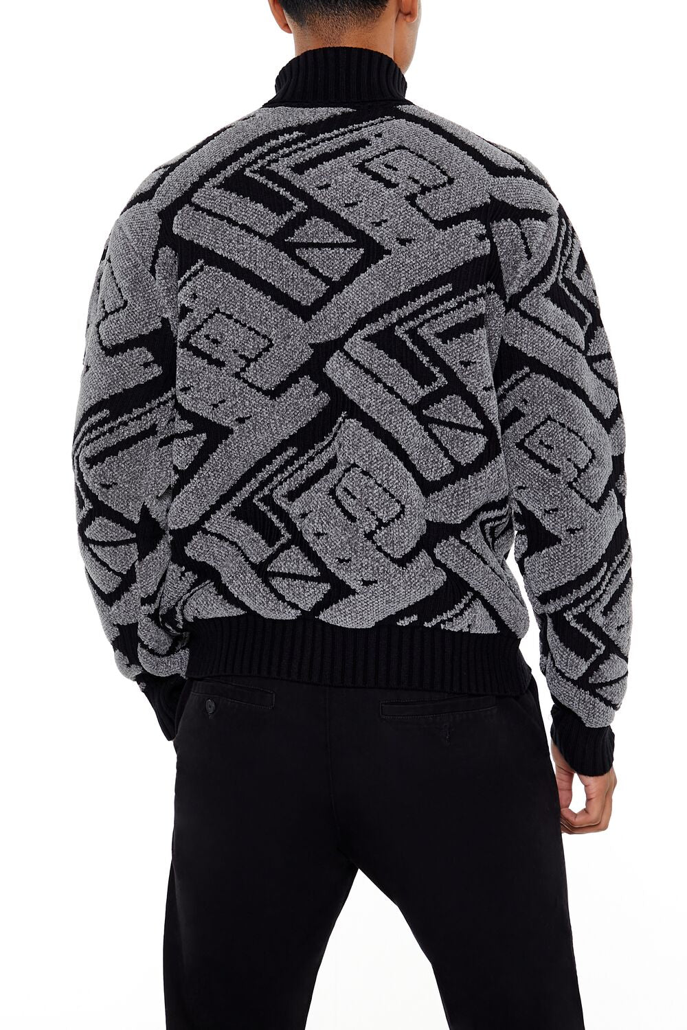  Forever 21 Geo Turtleneck Sweater - black grey - Bonton