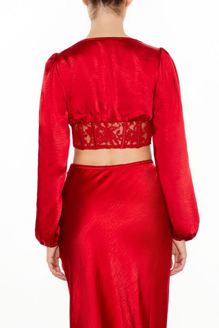 Satin & Lace Corset Crop Top