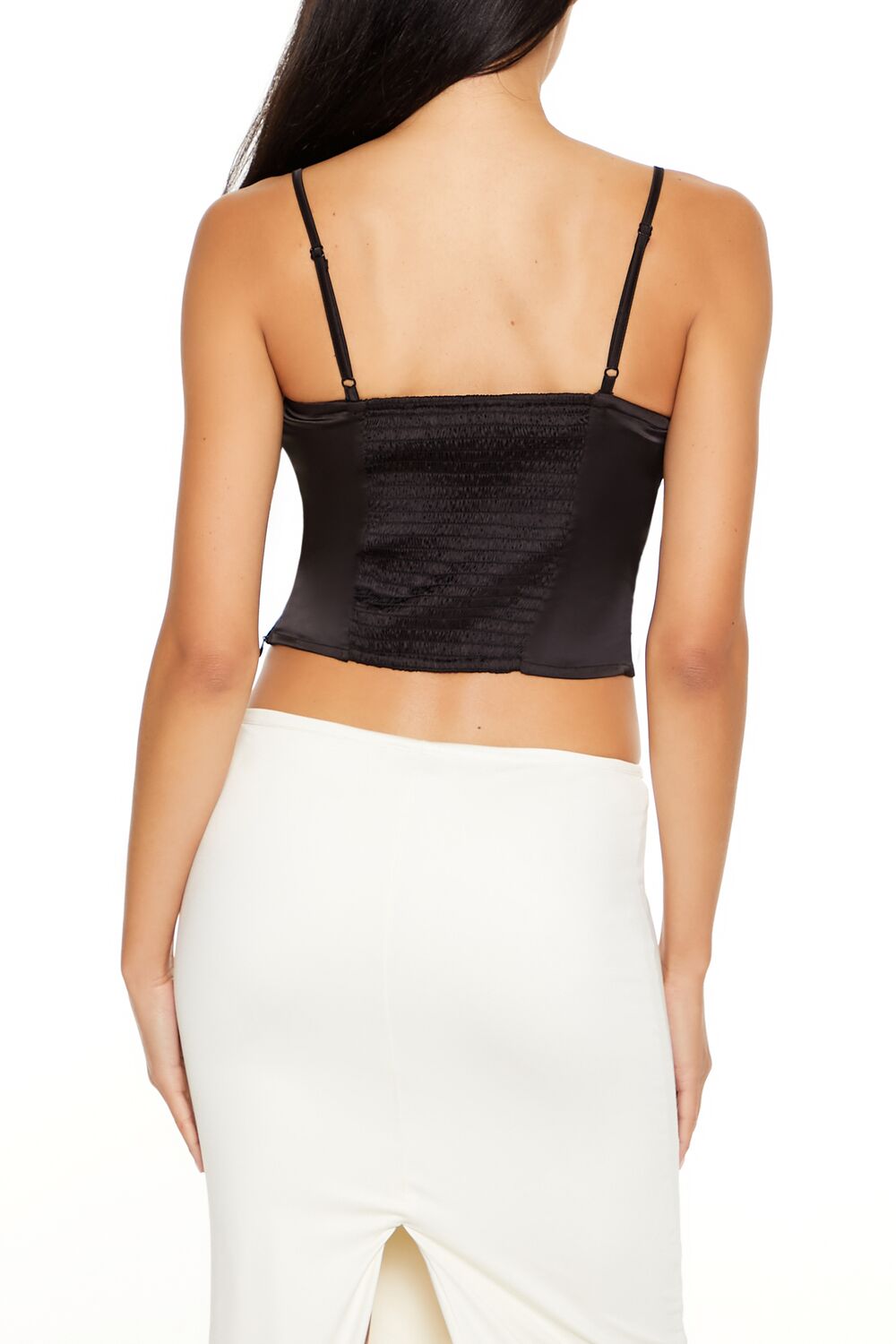  Forever 21 Contrast Bow Cropped Cami - black cream - Bonton