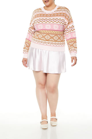 Plus Size Fair Isle Snowflake Cropped Sweater
