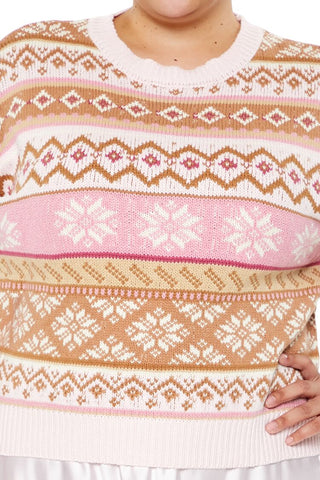 Plus Size Fair Isle Snowflake Cropped Sweater
