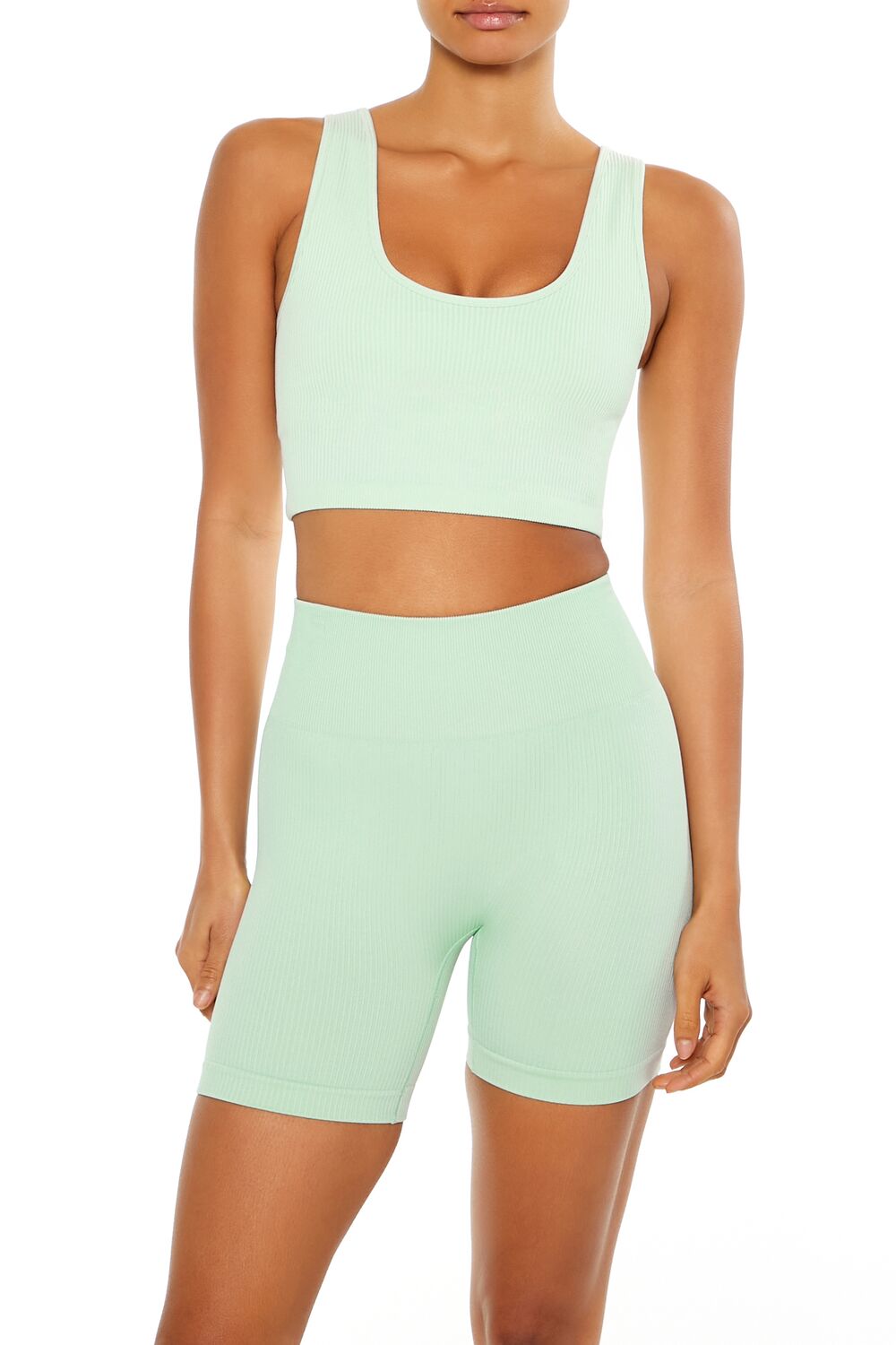  Forever 21 Seamless Longline Sports Bra - seafoam - Bonton