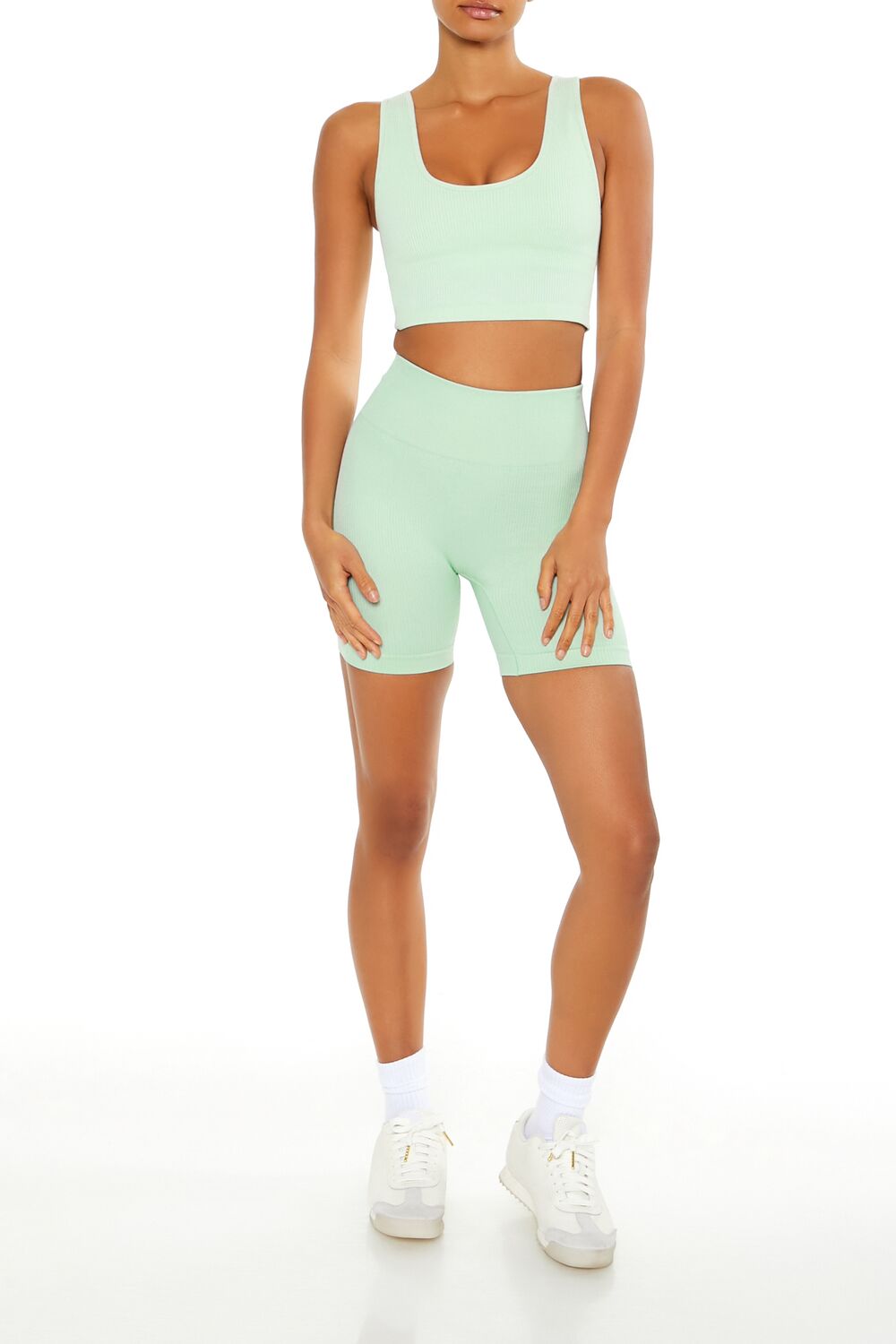  Forever 21 Seamless Longline Sports Bra - seafoam - Bonton