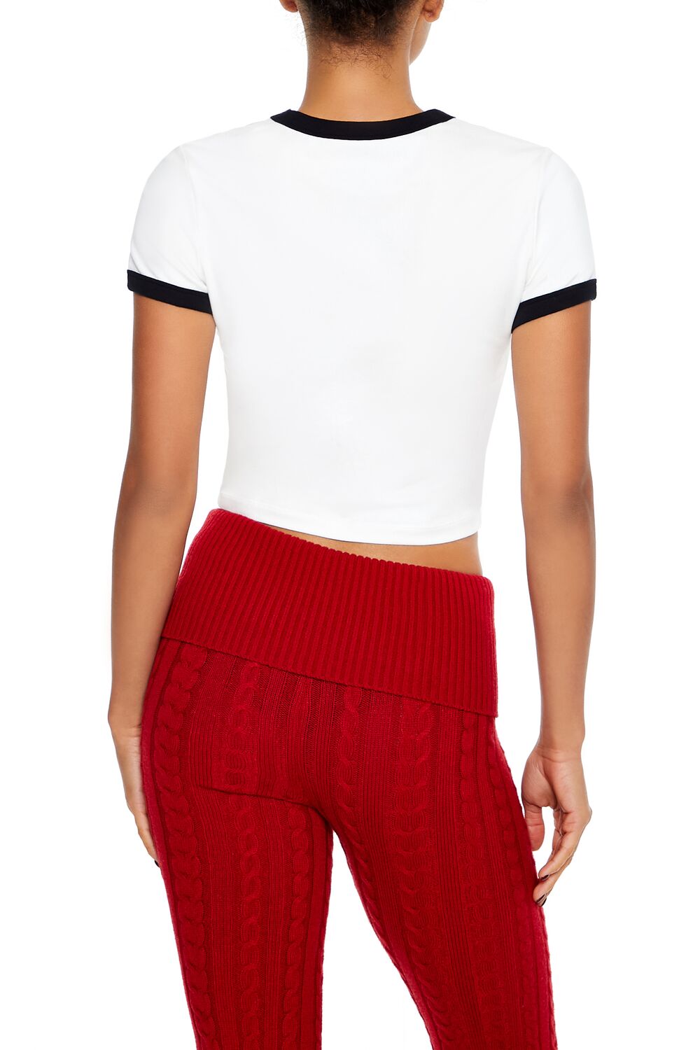  Forever 21 Extra Grinchy Ringer Baby Tee - white multi - Bonton