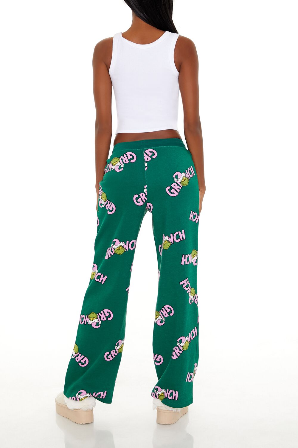  Forever 21 Grinch Print Fleece Pants - green-multi - Bonton
