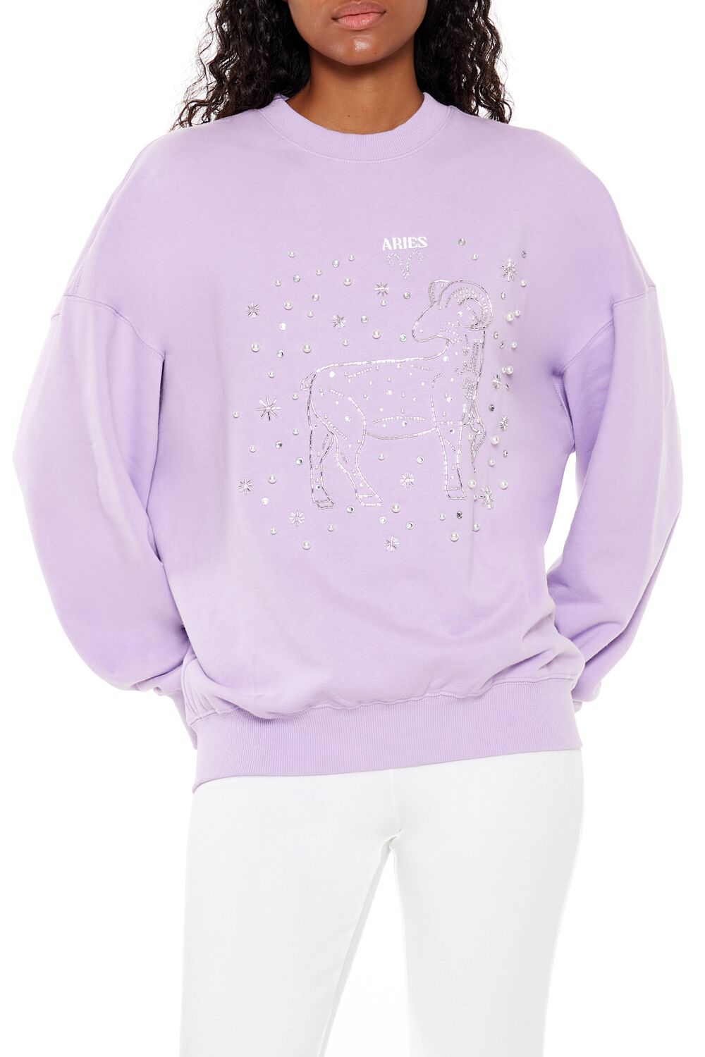  Forever 21 Beaded Aries Pullover - lavender multi - Bonton