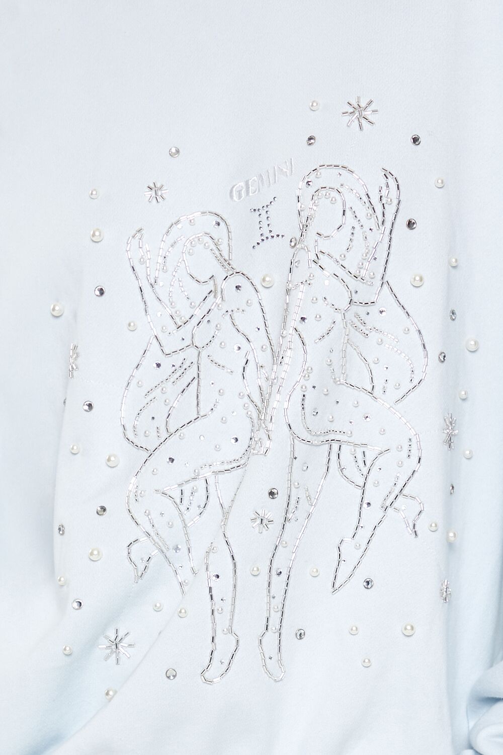  Forever 21 Beaded Gemini Pullover - light blue multi - Bonton