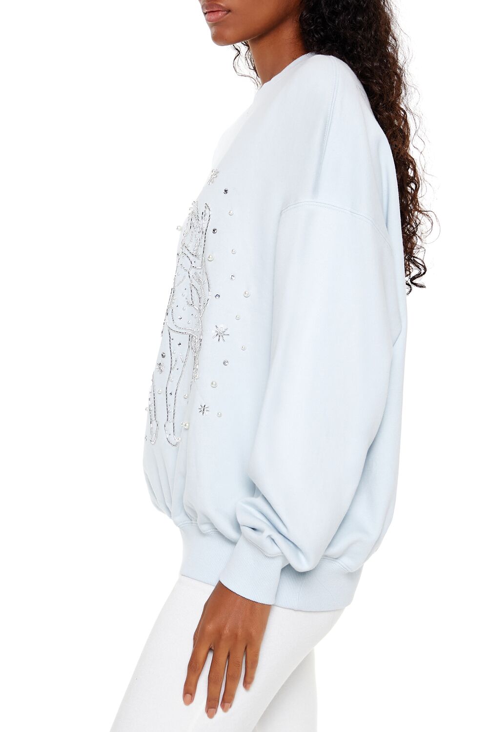  Forever 21 Beaded Gemini Pullover - light blue multi - Bonton