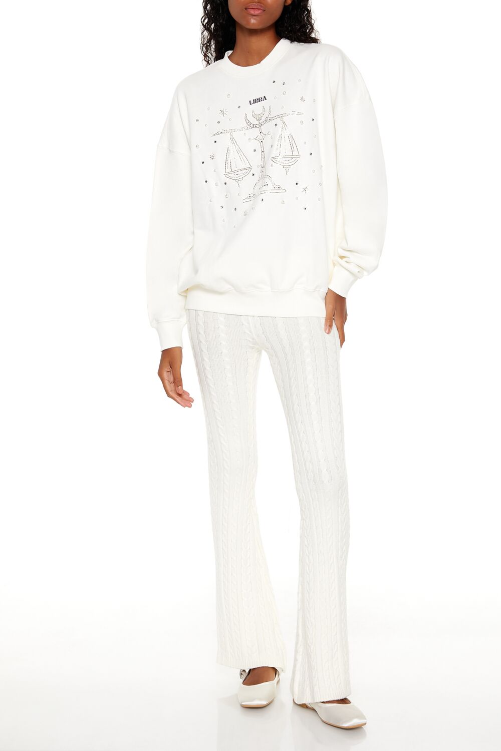  Forever 21 Beaded Libra Pullover - white multi - Bonton